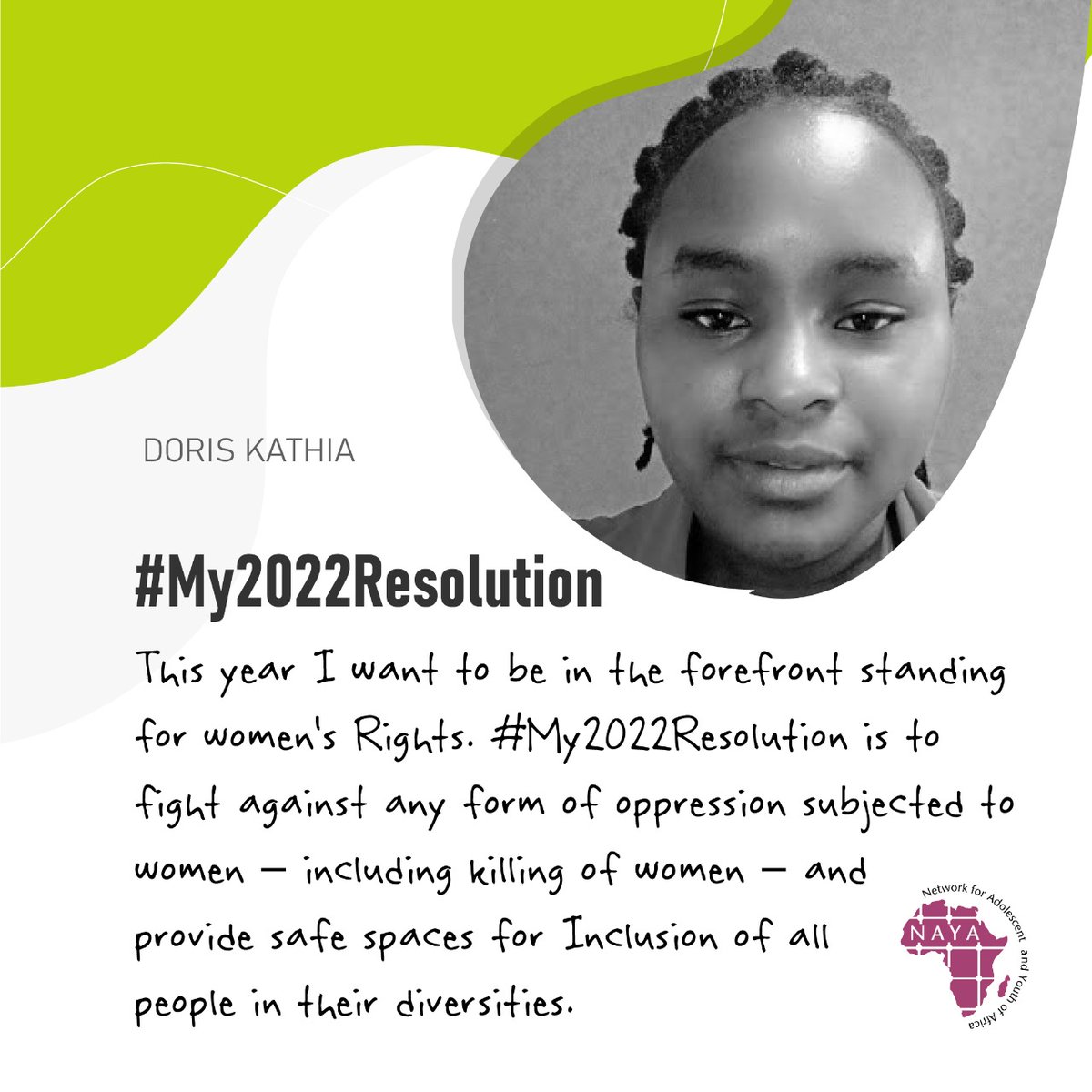 This year i want to be in the forefront standing for women's Rights. #My2022Resolution  is to against any form of oppression subjected to women including killing of women and provide safe spaces for Inclusion of people in their diversities.
#NAYAVoices