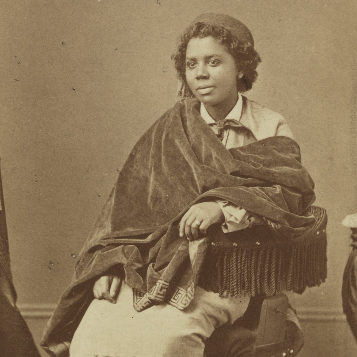 Tomorrow, a new U.S. stamp debuts featuring sculptor Edmonia Lewis. Daughter of a Haitian father and an Ojibwe mother, she achieved international renown. This portrait of her is in the collection of our <a href="/smithsoniannpg/">National Portrait Gallery USA</a>. #BecauseOfHerStory