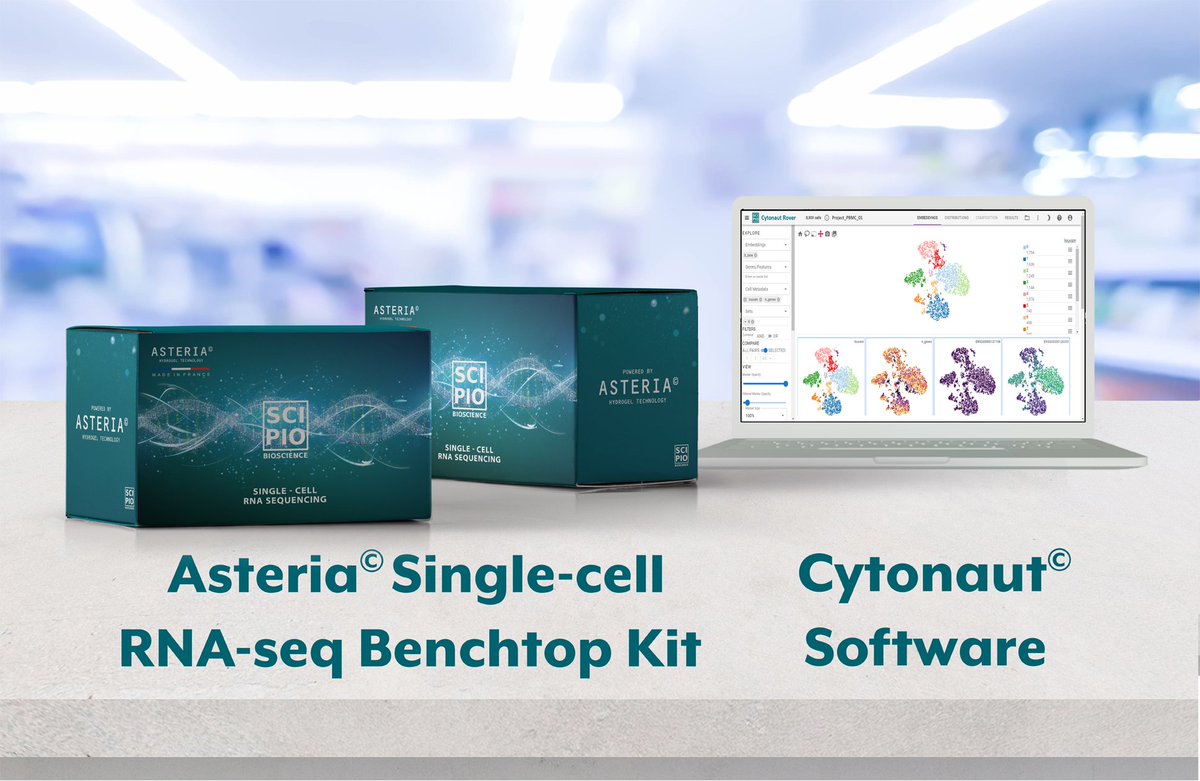 BREAKING NEWS! Today our CEO Pierre Walrafen announced at #FoG2022 the launch of our new single-cell RNA-seq integrated solution, featuring the Asteria© single-cell RNA-seq benchtop kit and the Cytonaut© analysis software suite! More info on our website: scipio.bio/products/singl…