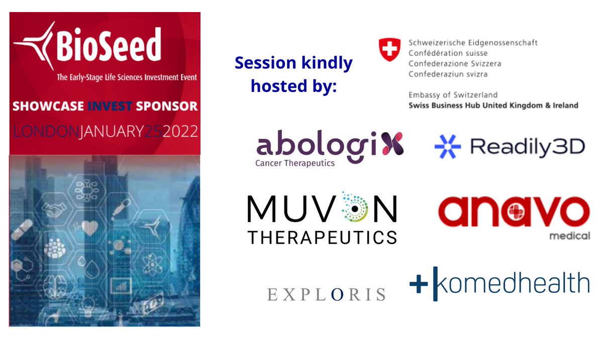 BioSeed® (@bioseedevent) on Twitter photo We are delighted to host a delegation of innovative companies from Switzerland, kindly hosted by <a href="/SwissEmbassyUK/">Swiss Embassy UK</a>. Pitches are by Abologix, Muvon Therapueutics, Anavo Medical, Readily3D, <a href="/komedhealth/">komedhealth</a> and Exploris Health
#Innovation #Investment #Showcase #Funding #lifesciences We are delighted to host a delegation of innovative companies from Switzerland, kindly hosted by <a href="/SwissEmbassyUK/">Swiss Embassy UK</a>. Pitches are by Abologix, Muvon Therapueutics, Anavo Medical, Readily3D, <a href="/komedhealth/">komedhealth</a> and Exploris Health
#Innovation #Investment #Showcase #Funding #lifesciences