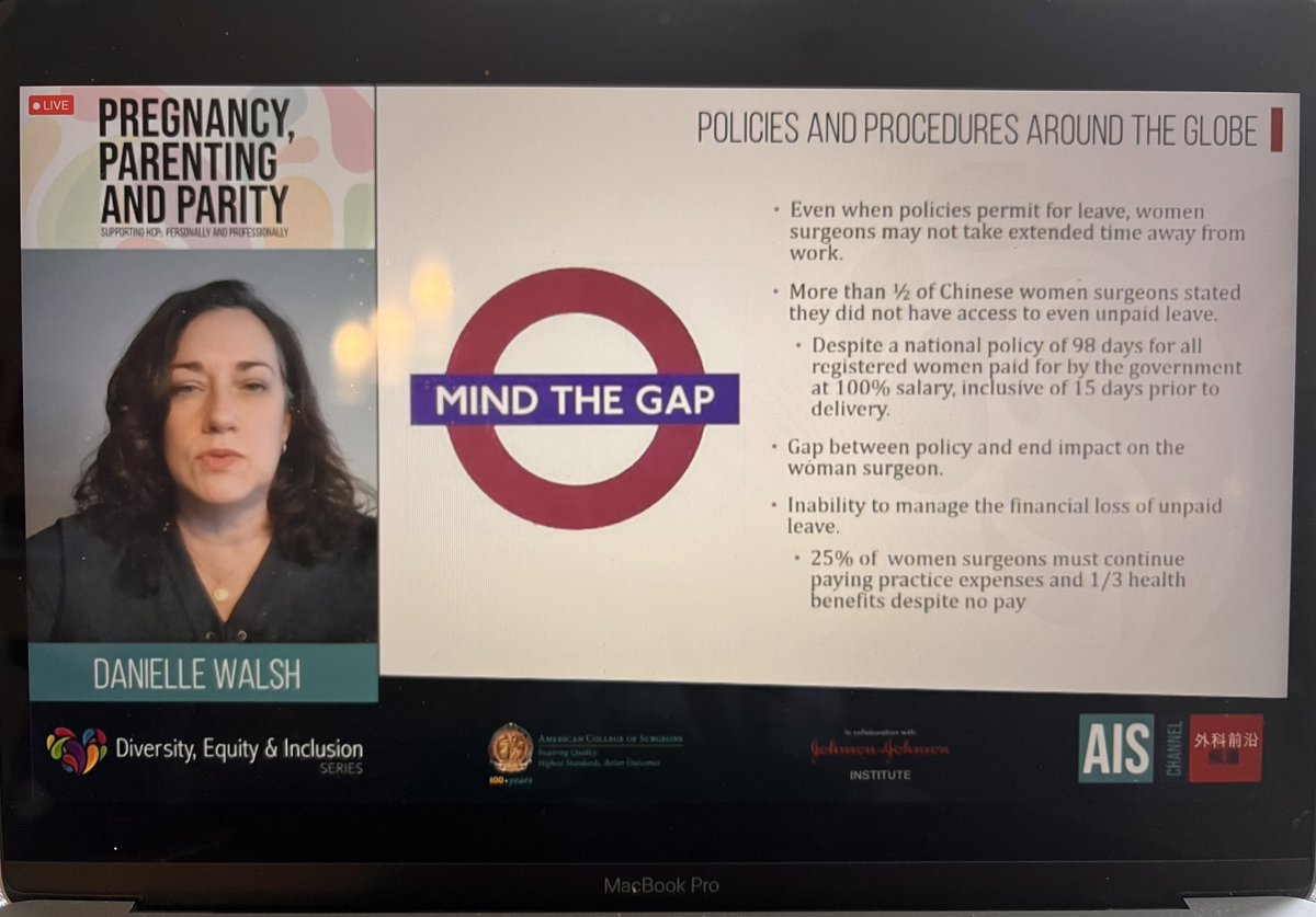 #MindTheGap Terrific presentation from @walshds which gives us an incredibly informative overview of polices, rights and possible support for #parenting within #surgery @AmCollSurgeons @ests_womenThor @wis_italia #MedTwitter @AISChannel