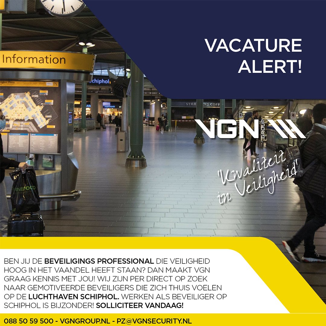 VACATURE ALERT!

Ben jij de beveiliging professional die veiligheid hoog in het vaandel heeft staan? Dan maakt VGN Group graag kennis met jou!

Solliciteer vandaag nog! Bel naar 088-5059500 of mail ons pz@vgnsecurity.nl

#veiligwerken #beveiliging #schiphol #schipholbeveiliger
