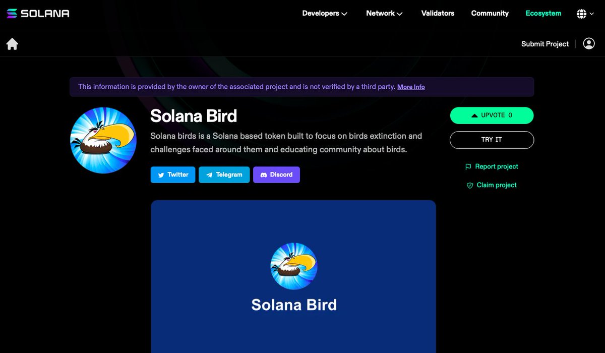 #SolanaBird is officially live on #SolanaEcosystem 🚀
solana.com/ecosystem/sola…
Next <a href="/coingecko/">CoinGecko</a> &amp; <a href="/CoinMarketCap/">CoinMarketCap</a> ??
#Solana #GEM #SolanaNFTs #CryptoNews #listings #SBD #Trending #SOL
