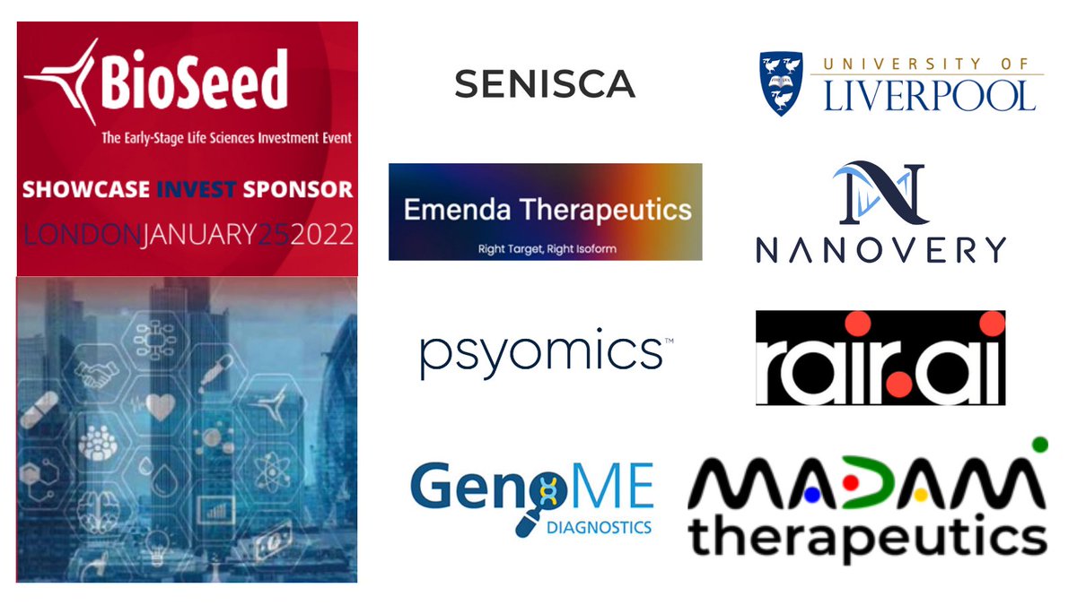 BioSeed® (@bioseedevent) on Twitter photo Our first #BioSeed showcase session is starting now with pitches from Senisca, Nanovery, Emenda, <a href="/Psyomics/">Psyomics</a>, <a href="/GenoME_Dx/">GenoME Diagnostics</a>, <a href="/rair_health/">RAIR Health</a>, Madam Therapeutics and Nidor Diagnostics
#Innovation #Investment #Showcase #Funding #LifeScience Our first #BioSeed showcase session is starting now with pitches from Senisca, Nanovery, Emenda, <a href="/Psyomics/">Psyomics</a>, <a href="/GenoME_Dx/">GenoME Diagnostics</a>, <a href="/rair_health/">RAIR Health</a>, Madam Therapeutics and Nidor Diagnostics
#Innovation #Investment #Showcase #Funding #LifeScience