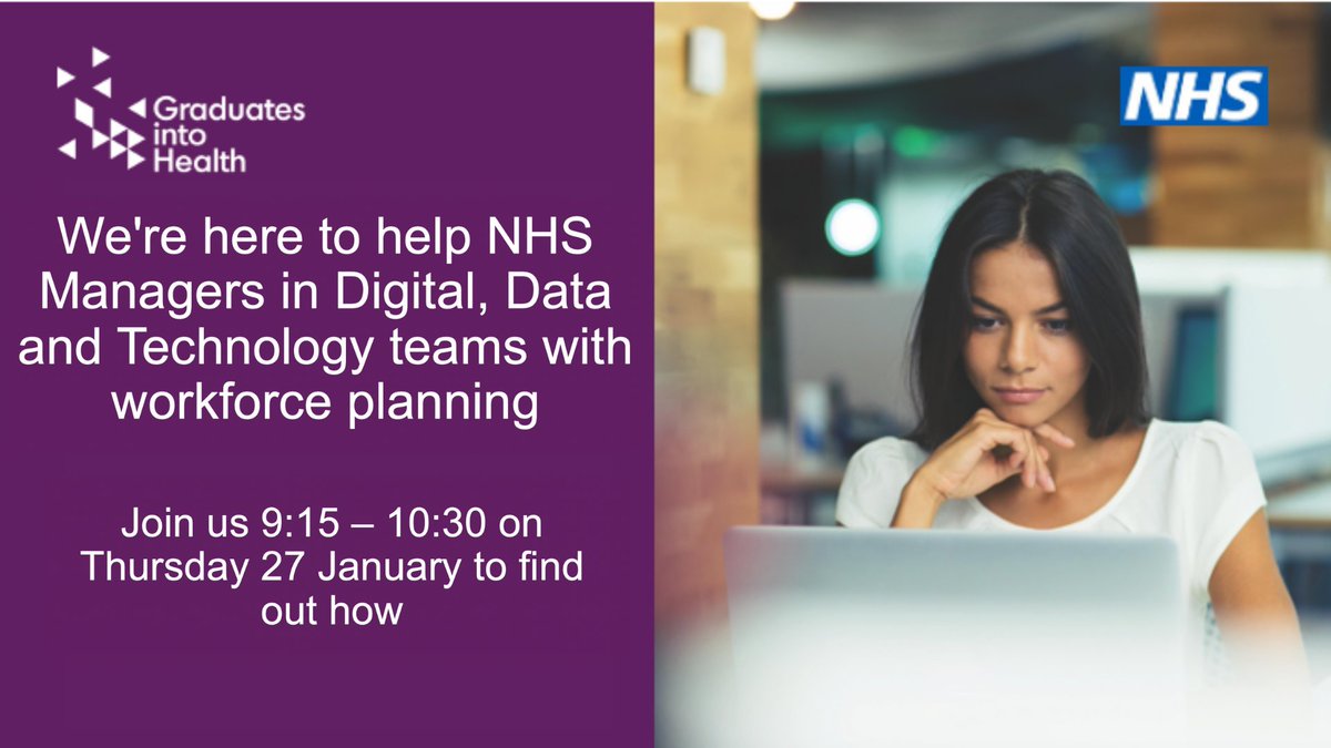 NHS Graduate DDaT Scheme (@gradsintohealth) on Twitter photo There’s still time to sign up for our <a href="/GradsintoHealth/">NHS Graduate DDaT Scheme</a>’s Workforce Planning webinar on 27 Jan. We’ll be hearing from managers who’ve used the #NHSDDaT to solve a variety of workforce planning problems. Full details here bit.ly/33aUViu There’s still time to sign up for our <a href="/GradsintoHealth/">NHS Graduate DDaT Scheme</a>’s Workforce Planning webinar on 27 Jan. We’ll be hearing from managers who’ve used the #NHSDDaT to solve a variety of workforce planning problems. Full details here bit.ly/33aUViu