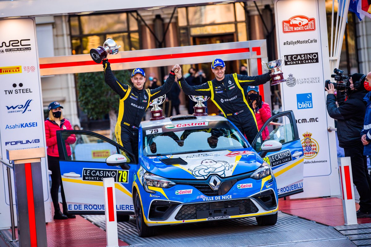 AixamMega's tweet photo. Une🏆au Rallye Monte-Carlo 
Nous sommes fiers d'avoir accompagner @AnthonyFotia  &amp; @ArnaudDunand dans cette course car ils remportent le @OfficialWRC au volant de leur Clio Rally 4🙌
Nous avons hâte de les suivre pour la suite du championnat ! 🏁
#RallyeMonteCarlo #sponsoring https://t.co/6zhWWGqBir