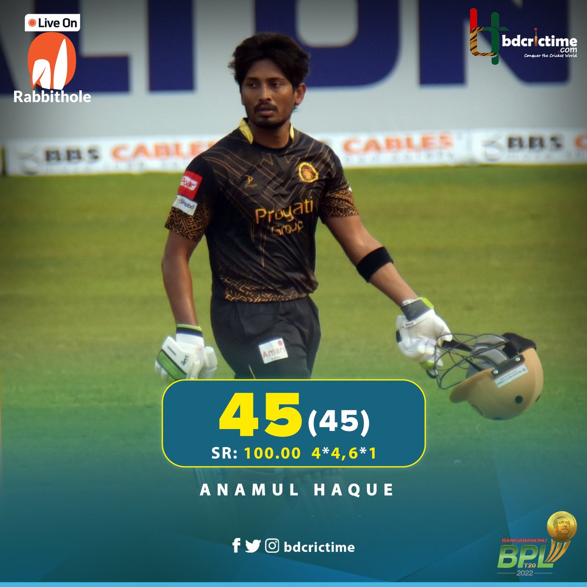 BDCricTime's tweet photo. Bijoy played a vital knock for Sylhet
#BBPL2020 #MDvSS https://t.co/UerPm7T0Jv