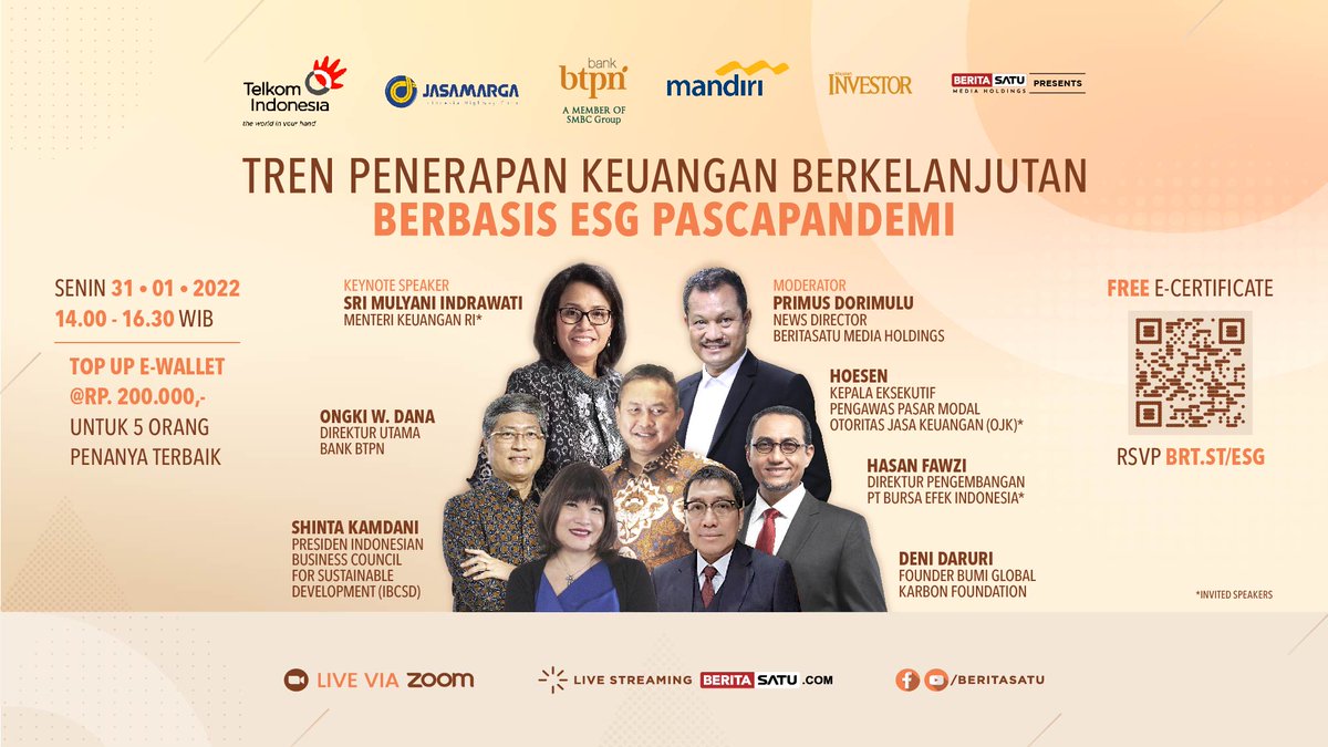 Beritasatu's tweet photo. Majalah Investor mengadakan Event Webinar bertajuk:

"TREN PENERAPAN KEUANGAN BERKELANJUTAN BERBASIS ESG PASCAPANDEMI“

Senin, 31 Januari 2022
Pukul: 14.00 WIB

Registrasi: https://t.co/2nLNlHYbQB

#MajalahInvestorEvent
#BeritasatuMediaHolding
#Eventwebinar https://t.co/Ie6f31Ajgo