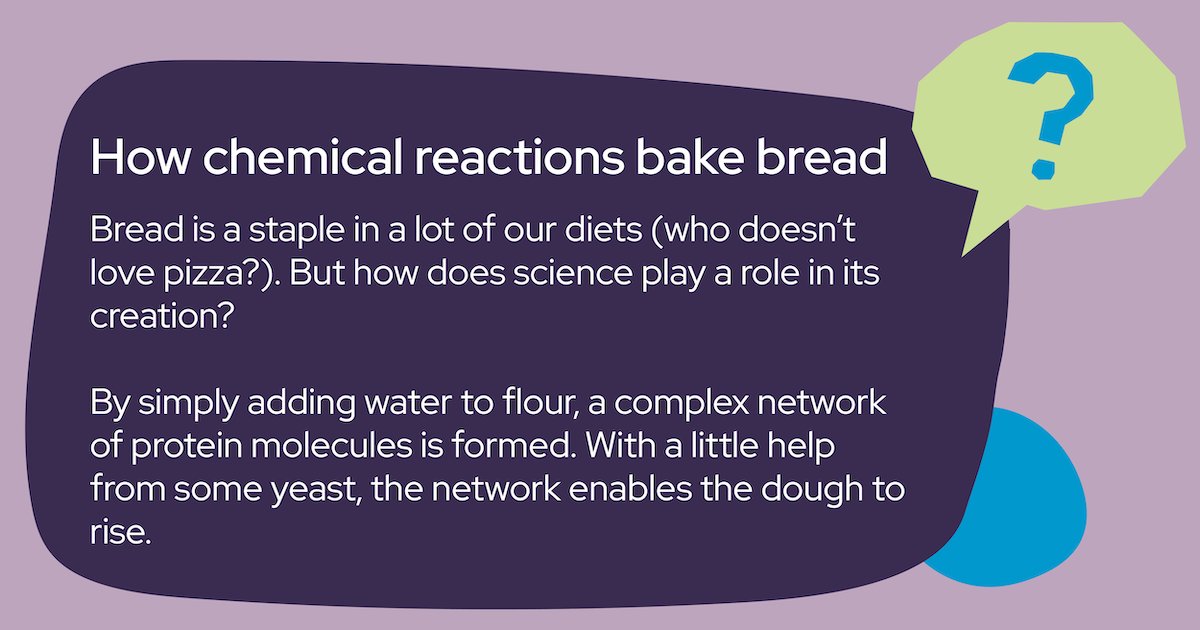 WinSciCentre's tweet photo. Until 13th March we'll be finding out how much chemistry and food have in common in our Science Theatre. 💥

So we've 'grilled' our Science Chefs for some wow chemical reaction food facts. Do you know how science helps to bake bread?

Find out more below. 👇 https://t.co/vbEX1kr3Qj