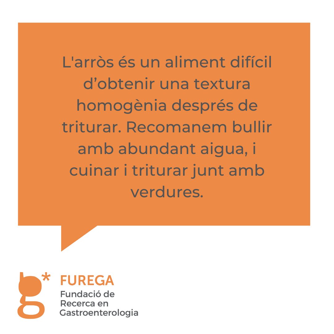 Consell per a ambdues textures C i E 🌾🍚
-----
Recorda que pots demanar al teu professional de la salut que et faciliti el receptari complet de Fundació Furega furega.com