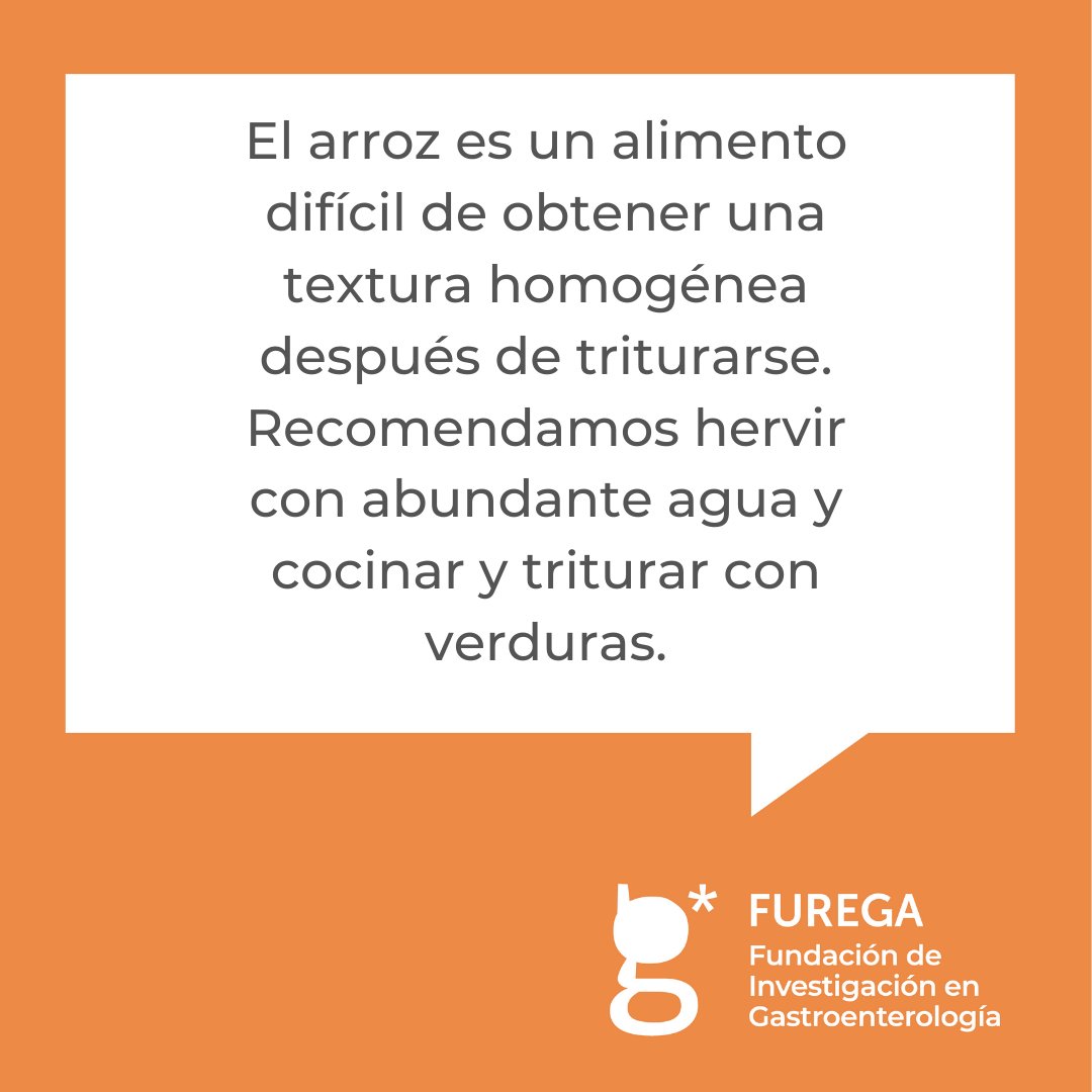 Consejo para ambas texturas C y E 🍚🌾
----- 
Recuerda que puedes pedir a tu profesional de la salud que te facilite el recetario completo de Fundació Furega furega.com
