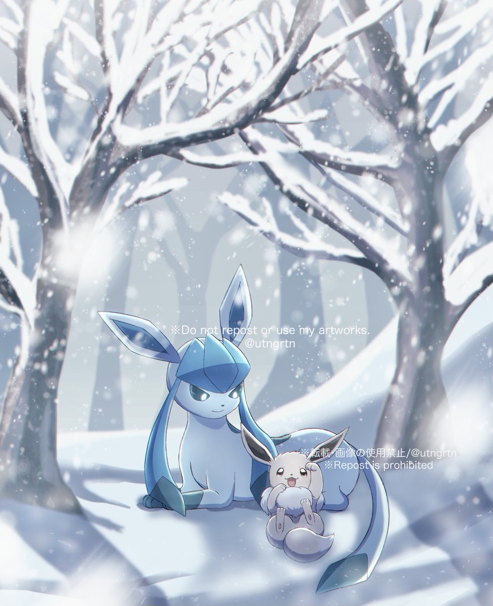 ポケモン「雪山の親子
#Pokemon #ポケモン 」|ふゆのイラスト