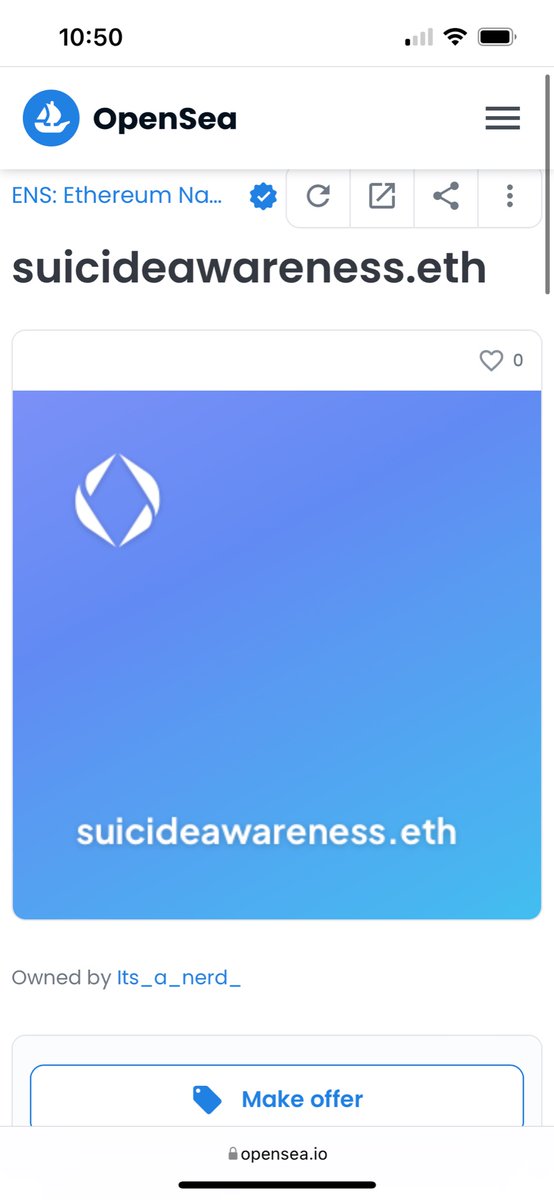 Itsanerdbaby's tweet photo. @BellatorNft @MiatesNFT # suicide awareness let’s help are families and friends with mental health illness!! NFT https://t.co/goMOfiZbr9