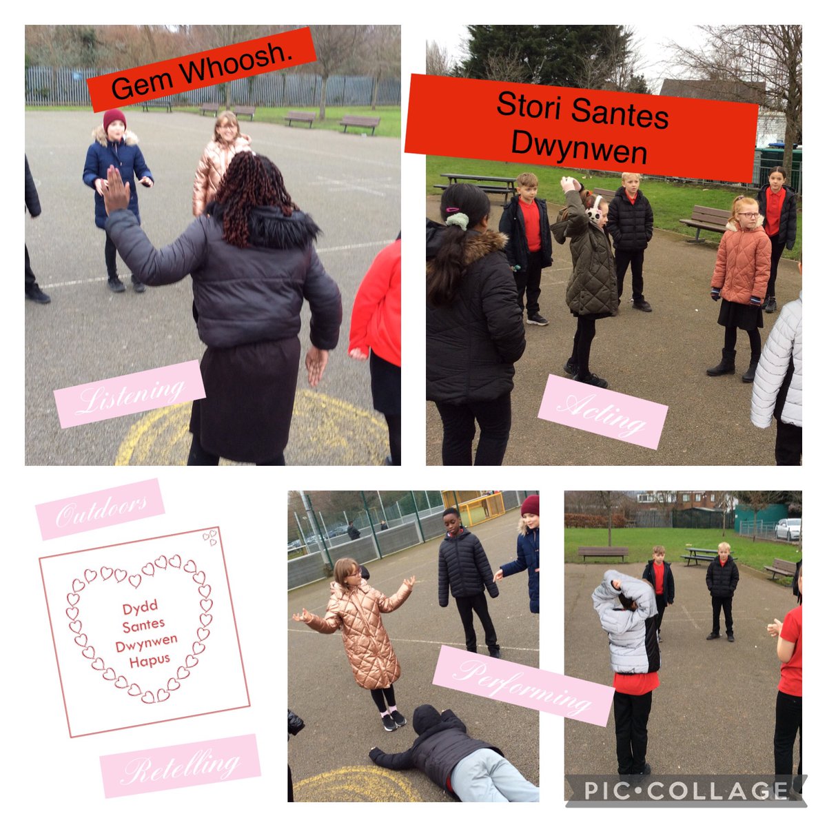 #Year5  have enjoyed retelling the story of Santes Dwynwen when we went outside this morning as part of our game. #DyddSantesDwynwenHapus