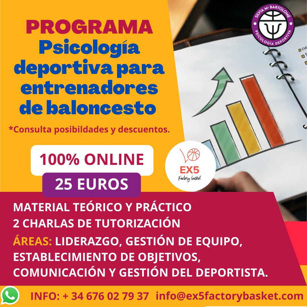 📚💻FORMACIÓN ONLINE | Programa de psicología deportiva para entrenadores de baloncesto 🏀 Metodología flexible y 100% online. Material exclusivo y charlas formativas. 
✅Precio: 25 euros (Descuento para socios de asociaciones) 
📩Info e inscripción: forms.gle/DCaYW5isTDwg8C…