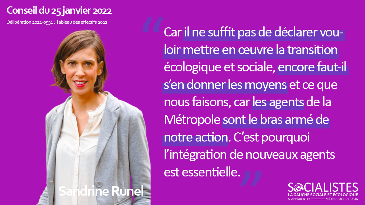 SocialistesGL's tweet photo. 🗨️ @SandrineRunel est intervenue sur le tableau des effectifs : recrutements d’agents et modifications de postes pour renforcer la mise en œuvre de nos politiques publiques, et notamment #Habitat #Enfance #AchatsResponsables
👉 À lire ici : https://t.co/oMZ7z6cuJV
#DirectGL https://t.co/xO48JaFAa9