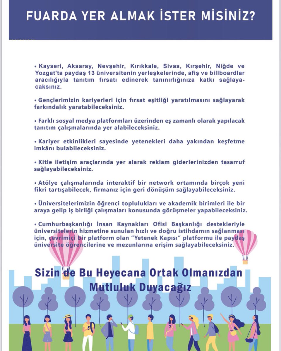 İşverenlerimiz sizler de İç Anadolu Kariyer Fuarı’nda yer almak için yetenekkapisi.org ve ikaf.erciyes.edu.tr adreslerini ziyaret ederek fuara kayıt olmayı unutmayınız. <a href="/yetenekheryerde/">Yetenek Her Yerde</a> <a href="/KAYBMER2/">KAYBİMER</a>