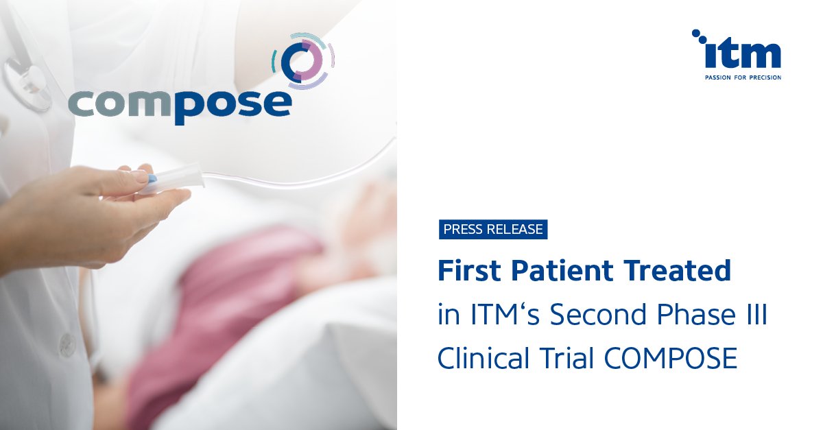 ITM_Radiopharma's tweet photo. Today we announced that the first patient has been treated in our 2nd phase III clinical trial, COMPOSE, evaluating our lead #radiopharmaceutical candidate ITM-11 (n.c.a. lutetium-177-edotreotide) for the treatment of #GEPNETs. Read the press release at: https://t.co/DimwCY63wE https://t.co/Apztiab4cq