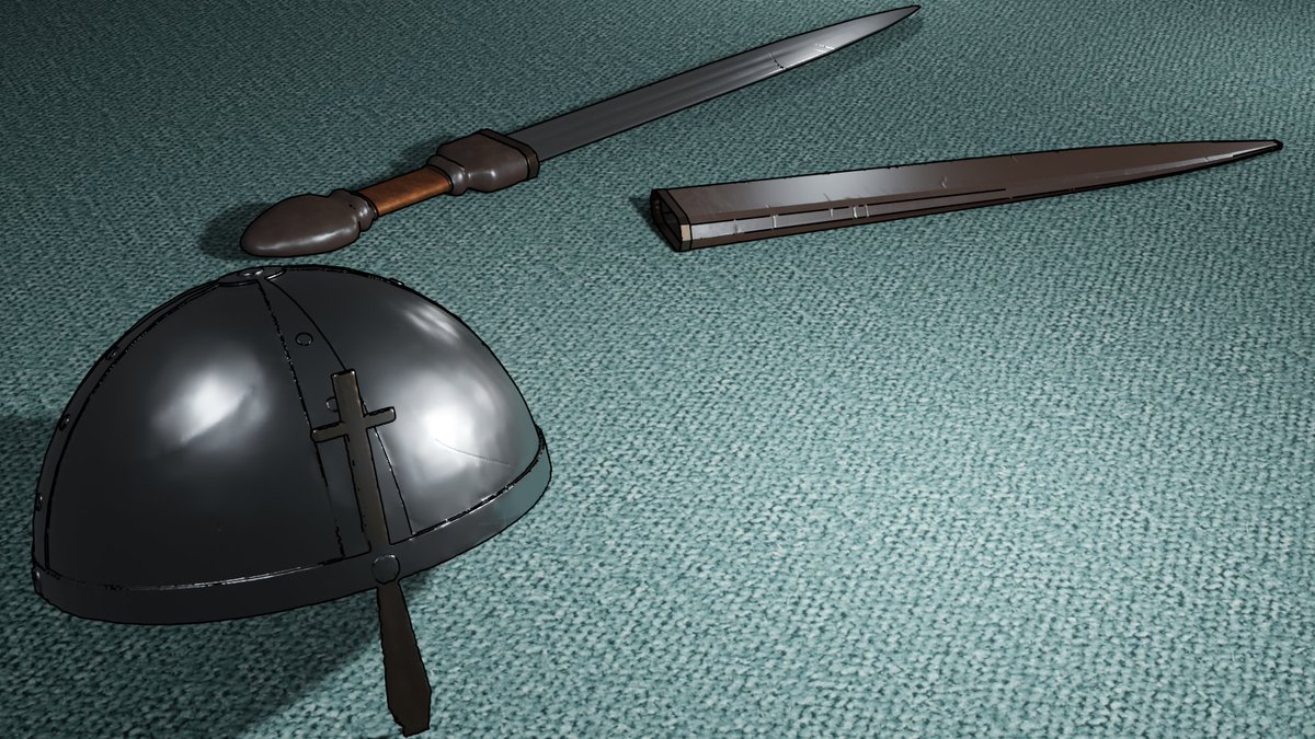 c77di's tweet photo. Helmet and sword.

#3d #blender #lowpoly #art #SwordArtOnline https://t.co/N0iCwpS4Xg
