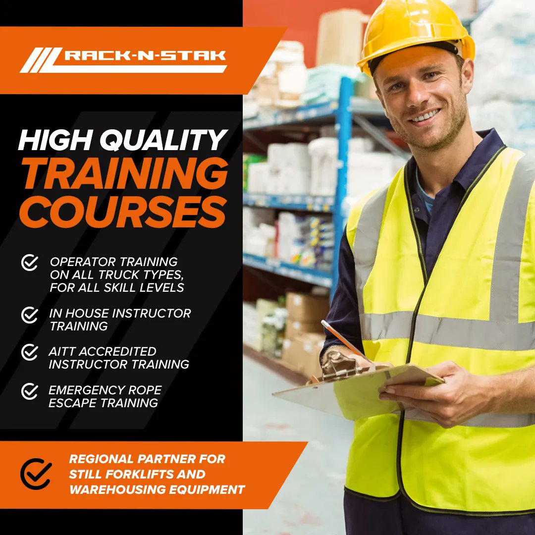 RackNStak_Ltd's tweet photo. High quality training at competitive prices! 

We offer: 
✅ Operator Training on all truck types, for all skill levels  
✅ In House Instructor Training 
✅ AITT Accredited Instructor Training 
✅ Emergency Rope Escape Training 
 
Find out more: https://t.co/ENifhgANii https://t.co/NuGdzpTk8t
