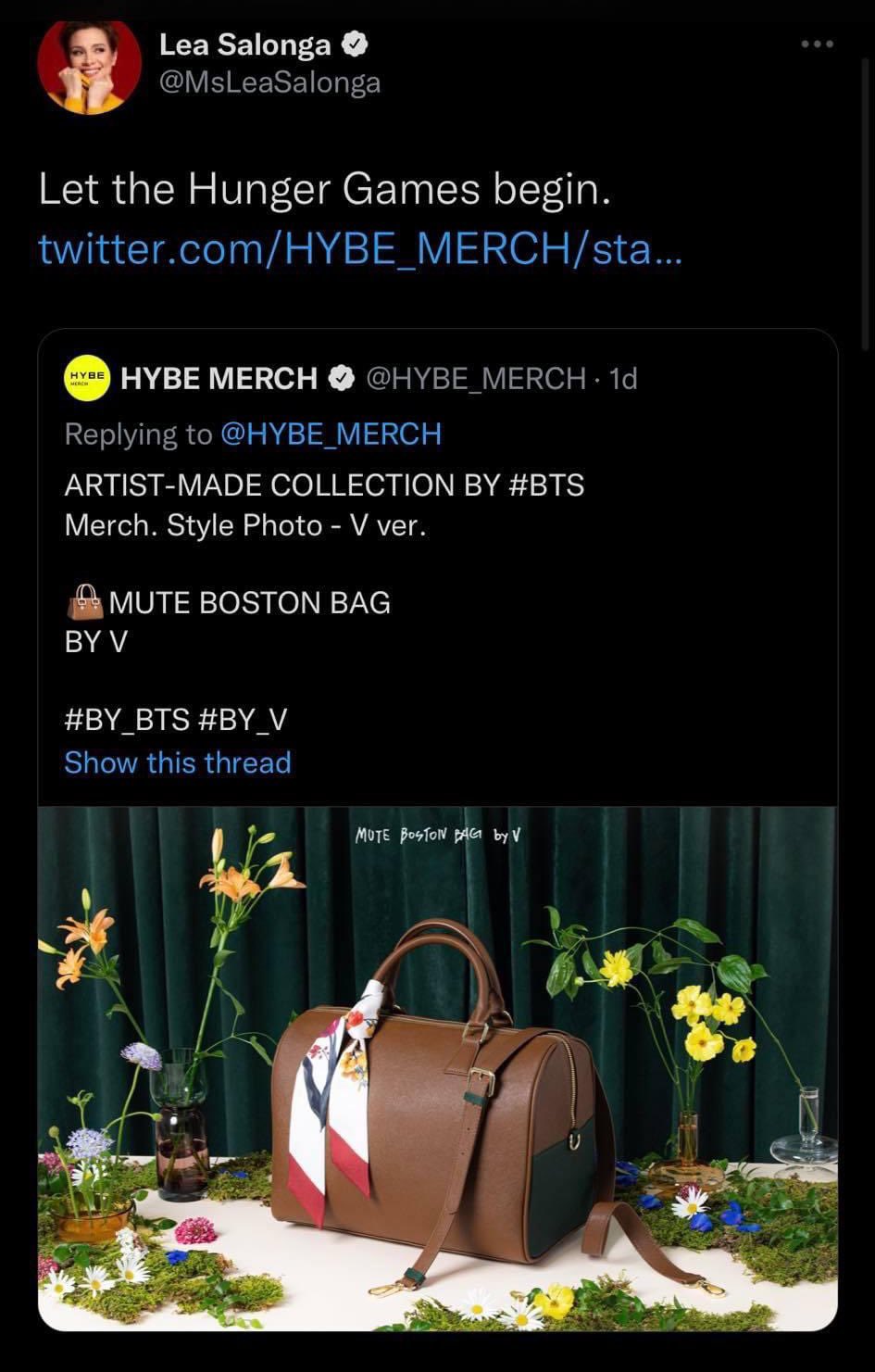 Boston bag designed by V of BTS, already in high demand