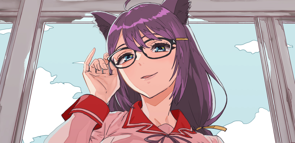 hanekawa tsubasa 1girl animal ears glasses solo school uniform cat ears naoetsu high school uniform  illustration images