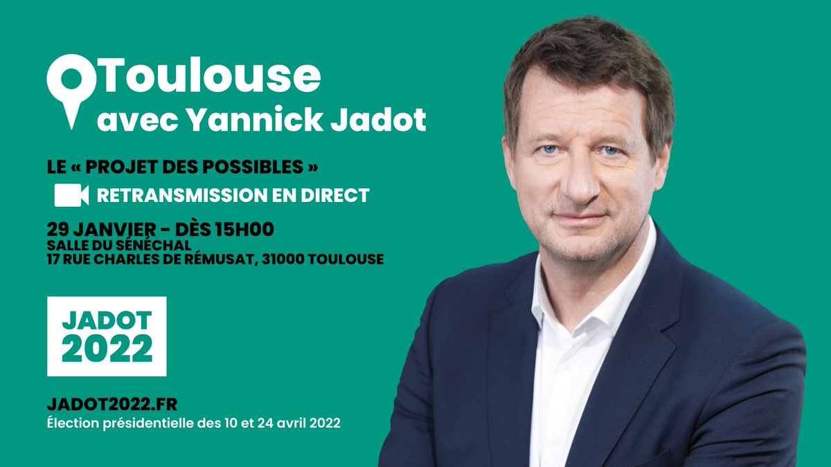 EELV_midi_py's tweet photo. Rdv le samedi 29 janvier dès 15 h pour participer au "Projet des possibles" et rejoindre la campagne de @yjadot pour l'élection présidentielle. https://t.co/Lo38qcBHTX