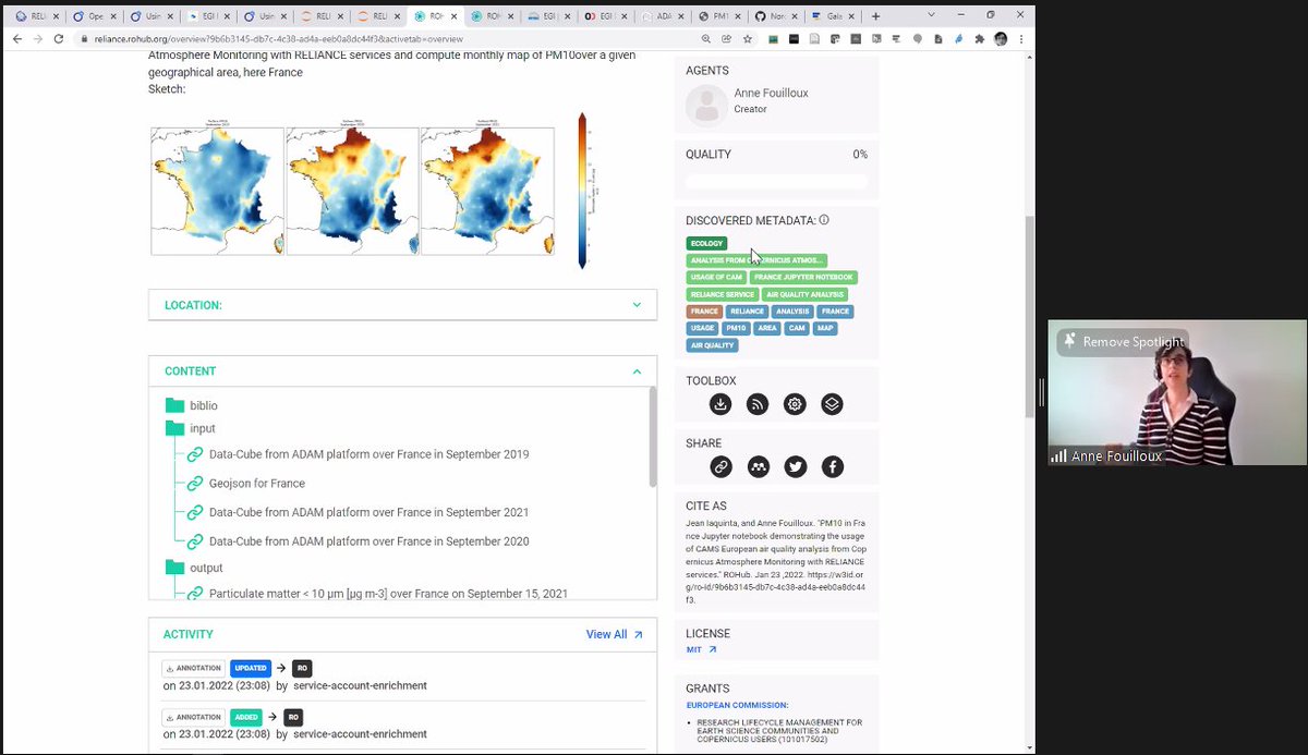 fkarayan's tweet photo. Amazing demonstration by Anne Fouilloux #UniversityofOslo on #EOSC use in practice, #FAIR sharing and #OpenScience using thematic EOSC services and generic services from @EGI_eInfra @OpenAIRE_eu #Rohub towards their science opening and citing data and outputs! #ESFRIshapesEOSC https://t.co/VYaicgBA7Q
