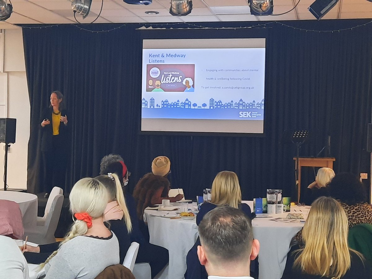 SocEntKent's tweet photo. Great to hear from our Director of #Wellbeing @CSheltonSEK on the opportunities and projects #SEK has to offer, such as #LotsMoretoOffer, #LetsGetWorking, #KentandMedwayListens, #BreakingBarriers and a whole lot more! #HealthyCommunitiesTogetherConference https://t.co/jFlsahzrDj