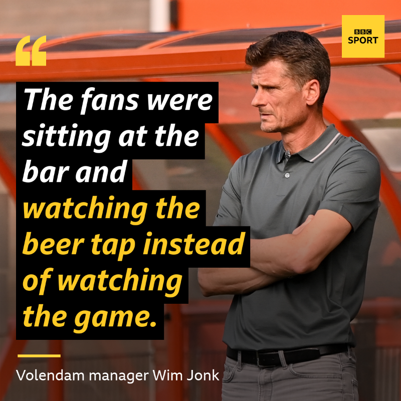 BBCSport's tweet photo. 🔝 Top of the Dutch second tier
7⃣ Seven points clear

Welcome to Volendam - the club where Johan Cruyff's legacy lives on through manager Wim Jonk.

By developing young players and playing attacking football, 'The Other Orange' are thriving.

This is their story 👇

#bbcfootball