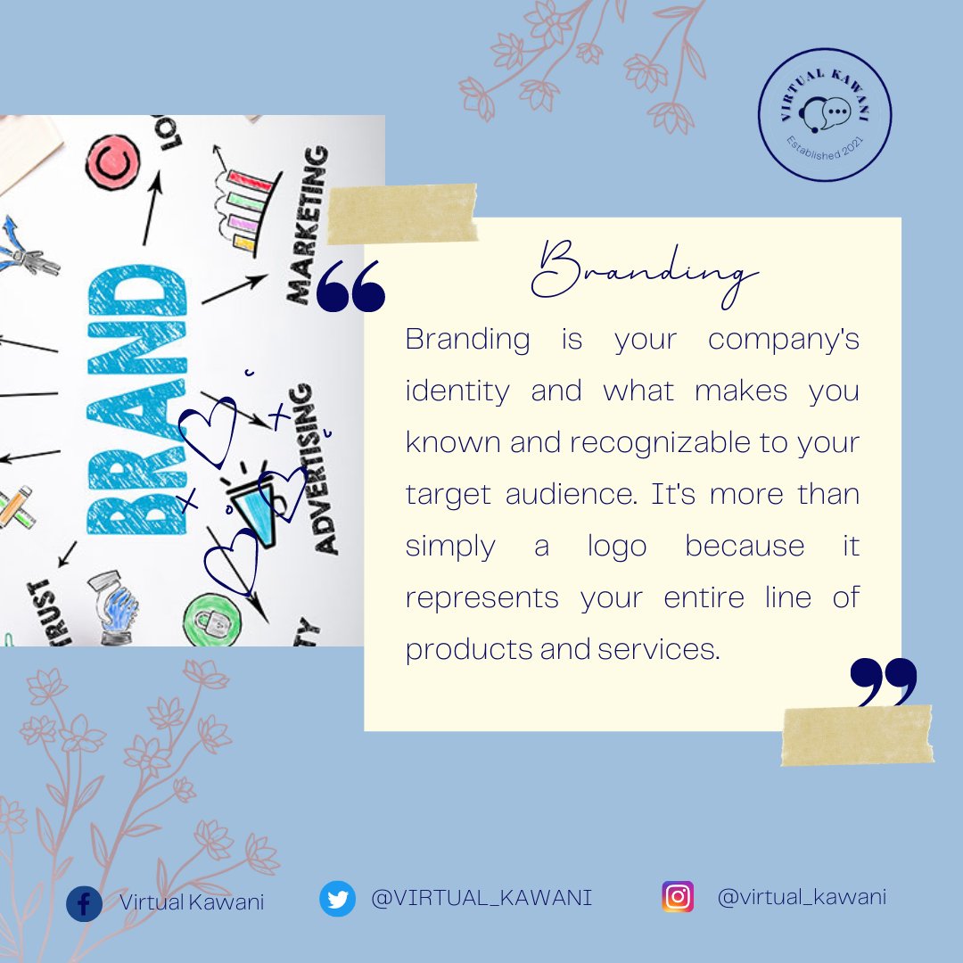 virtual_kawani's tweet photo. Branding:
📌It's more than simply a logo because it represents your entire line of products and services.

📌Read more here: https://t.co/0GKZnR8IA2

#BusindessIdentity
#FilipinoVA 
#VAAtYourService 
#PredictableService https://t.co/jqcPnOPXuZ
