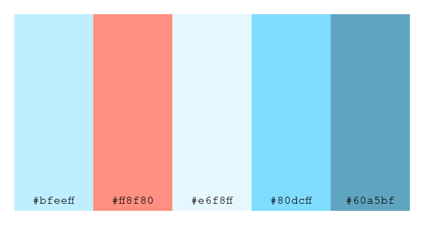 ColPaletteBot's tweet photo. Beep beep, here's a pretty color palette for you!
color-scheme.js parameters used:
- hue: 219
- variation: light
- colors: #bfeeff, #ff8f80, #e6f8ff, #80dcff, #60a5bf
Have a lovely day!
#twitterbot #colorpalette #colors #palette #prettycolors https://t.co/PU6WRfEsXy