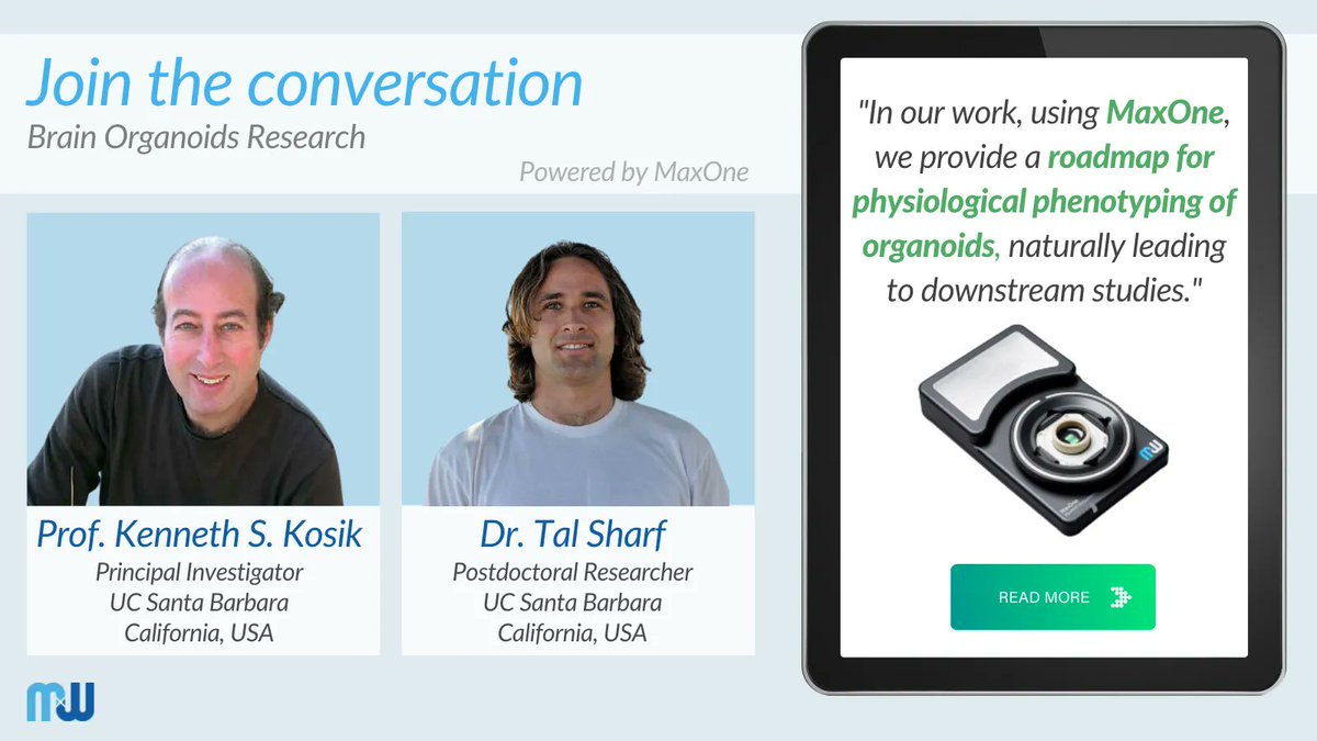 mxwbio's tweet photo. We would like to congratulate @KosikLab on their newest preprint! Join the conversation we had with Prof. Kosik and Dr. Sharf about their fantastic work on human brain organoids and how #MaxOne contributed to this exciting story!

Read the interview here: https://t.co/OCRaCeriGK https://t.co/dgfMEoYUNO