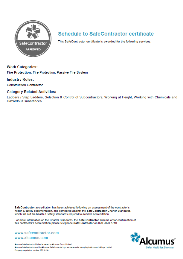 CompartmentFire's tweet photo. CFL are pleased to announce that we are now fully accredited under the SSIP scheme for @safe_contractor https://t.co/QhGenLhtjp
