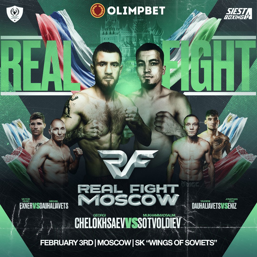 We're delighted to announce our first event in 2022!!!☑ 
Siesta Boxing presents REAL FIGHT MOSCOW 
03/02/2022 @ the "Soviet Wings Arena", Moscow. 
Doors open from 17:30 local time.  Tickets @: 
iframeab-pre5894.intickets.ru/event/12249430