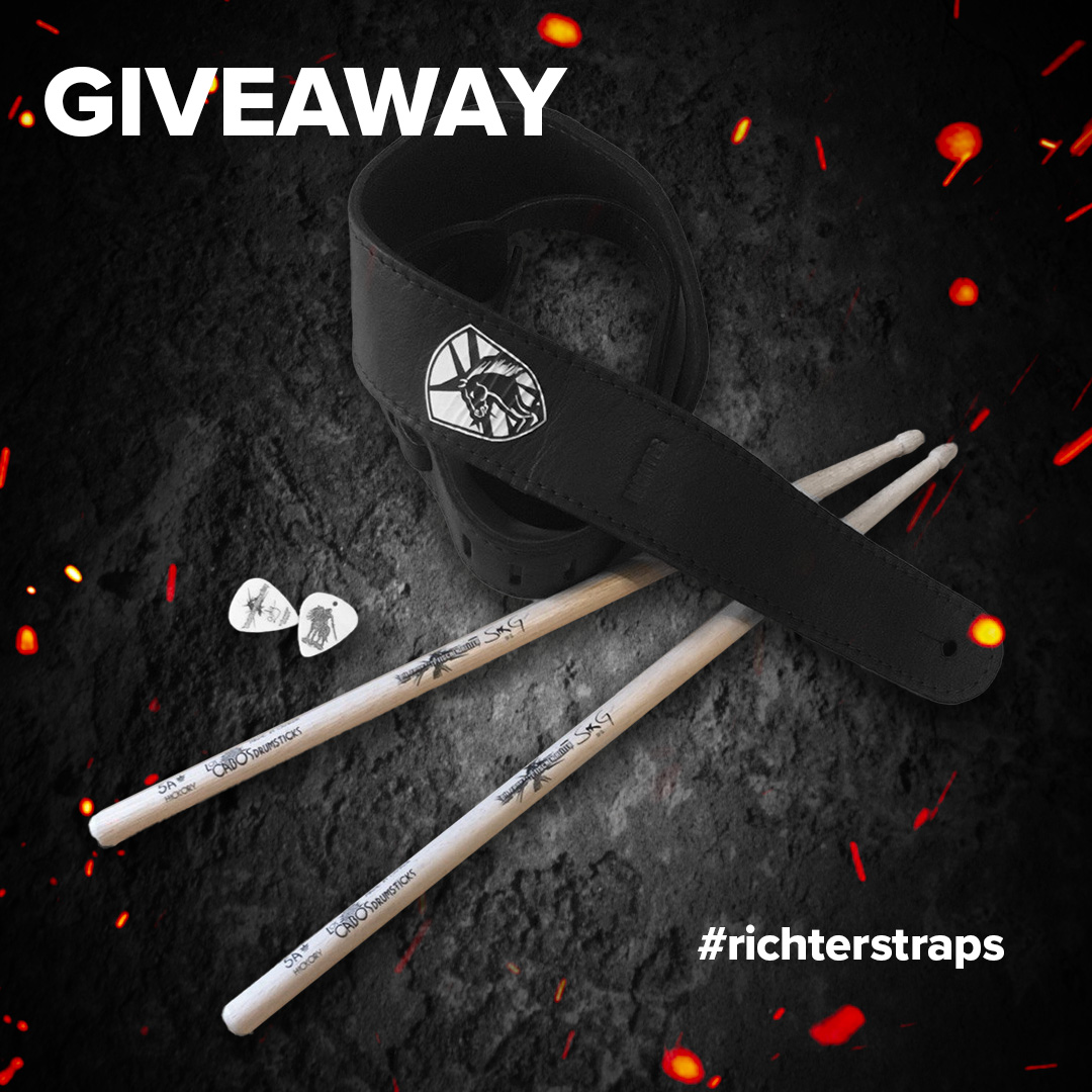 We are giving away 2 sets consisting of a guitar strap, a signed plectrum and a signed drumstick. All you have to do is click on this link (reitermania.bfan.link/wilde-kinder-s…) 18 years of age are eligible to participate.  
#wildekinder #reitermania #dieapokalyptischenreiter #richterstraps
