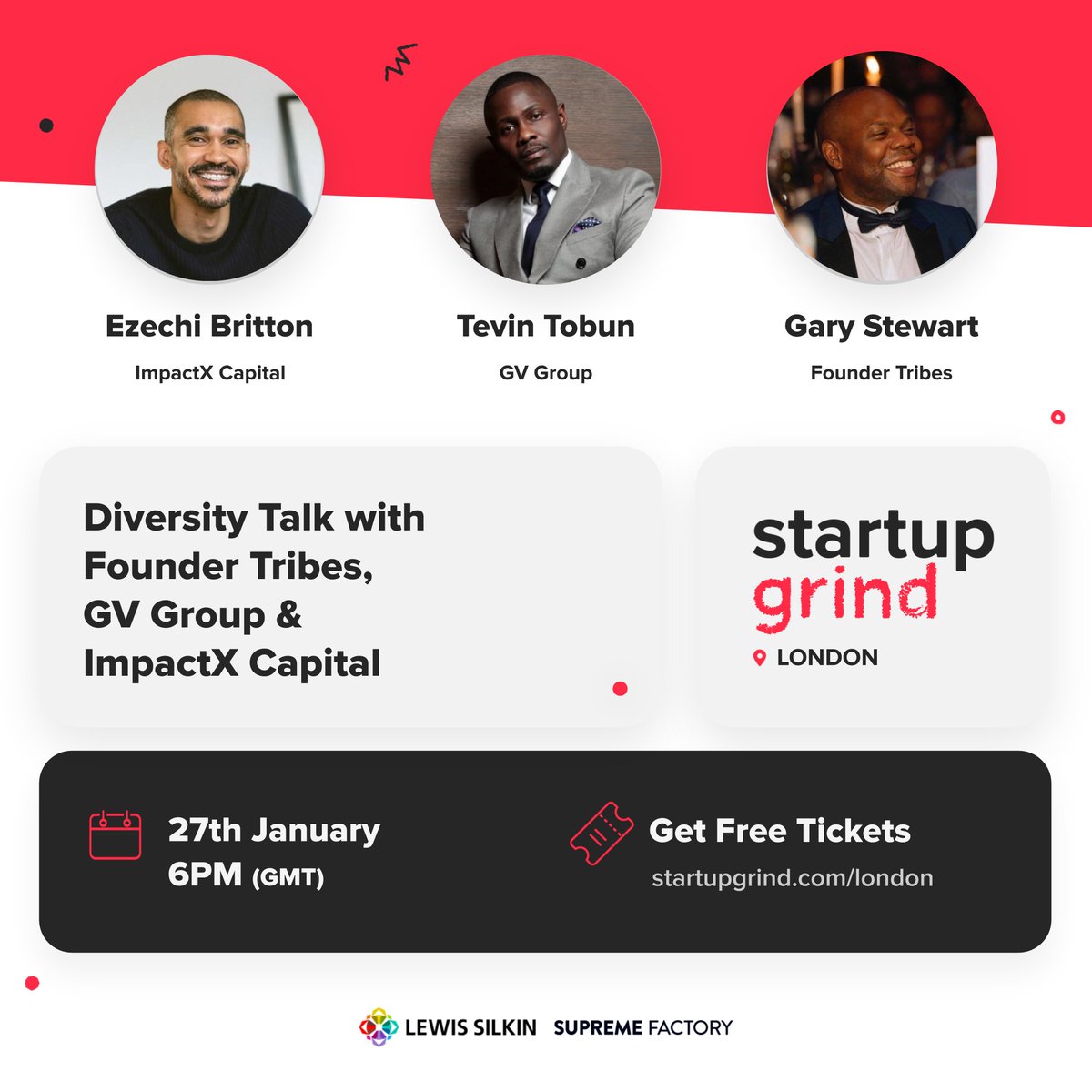 Join our CEO Tevin Tobun, alongside <a href="/garystew/">Gary Stewart</a> and <a href="/EzechiBritton/">Ezechi Britton MBE</a> this Thursday for the upcoming <a href="/StartupGrind/">Startup Grind</a> event. 

Click the link to get your free ticket for the online event! lnkd.in/ekcagdWw

#DiversityandInclusion #investing