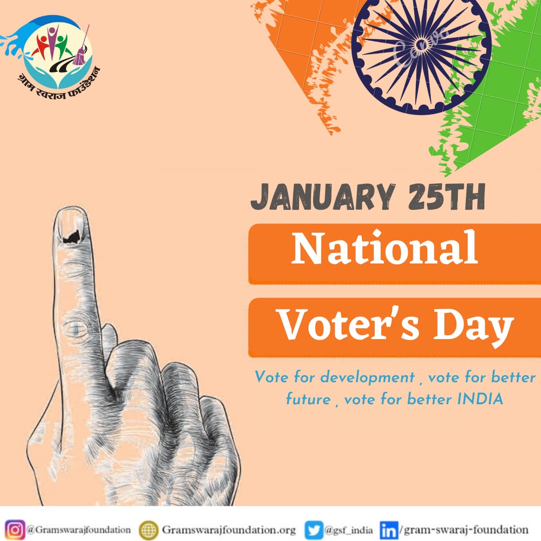 gsf_india's tweet photo. “It's not enough to just want change .. You have to go and make a change by voting." - Taylor Swift
.
.
#gramswarajfoundation #nationalvotersday #voteforchange #voteforbetterment #vote #voteforindia https://t.co/SzjxSIAQCa
