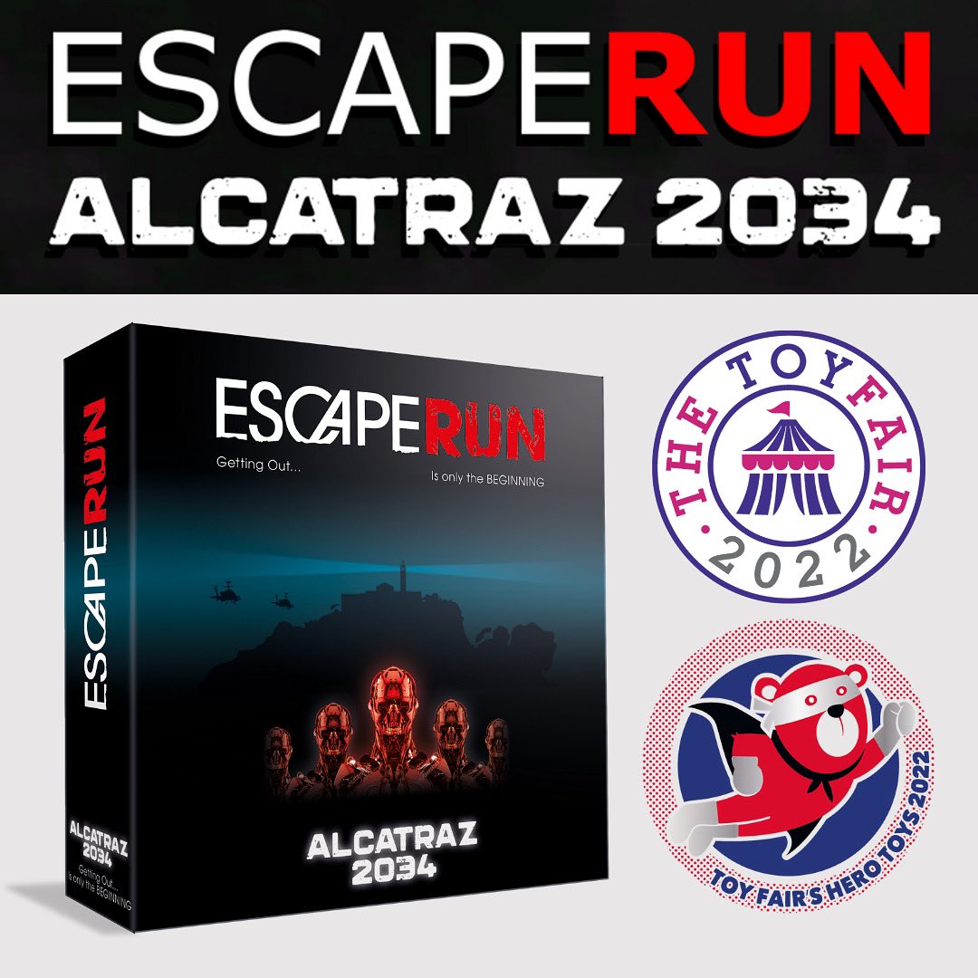 EscapeRun Alcatraz 2034 has been named as one of the <a href="/toyfairuk/">Toy Fair</a> Hero Toys! Escape from prison and find your way to freedom! Alcatraz launches later this year. #ToyFair #ToyFair2022 #HeroToys #boardgames