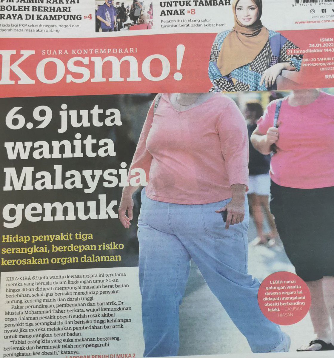 Tok_Tek's tweet photo. Bukan saja wanita malahan ramai lelaki juga yang gemuk.
Berita begini amat berat sebelah &amp; tidak menyeluruh.
Sepatutnya “Sebanyak xx Rakyat Malaysia ramai yang gemuk” https://t.co/Dbzdg5goYw