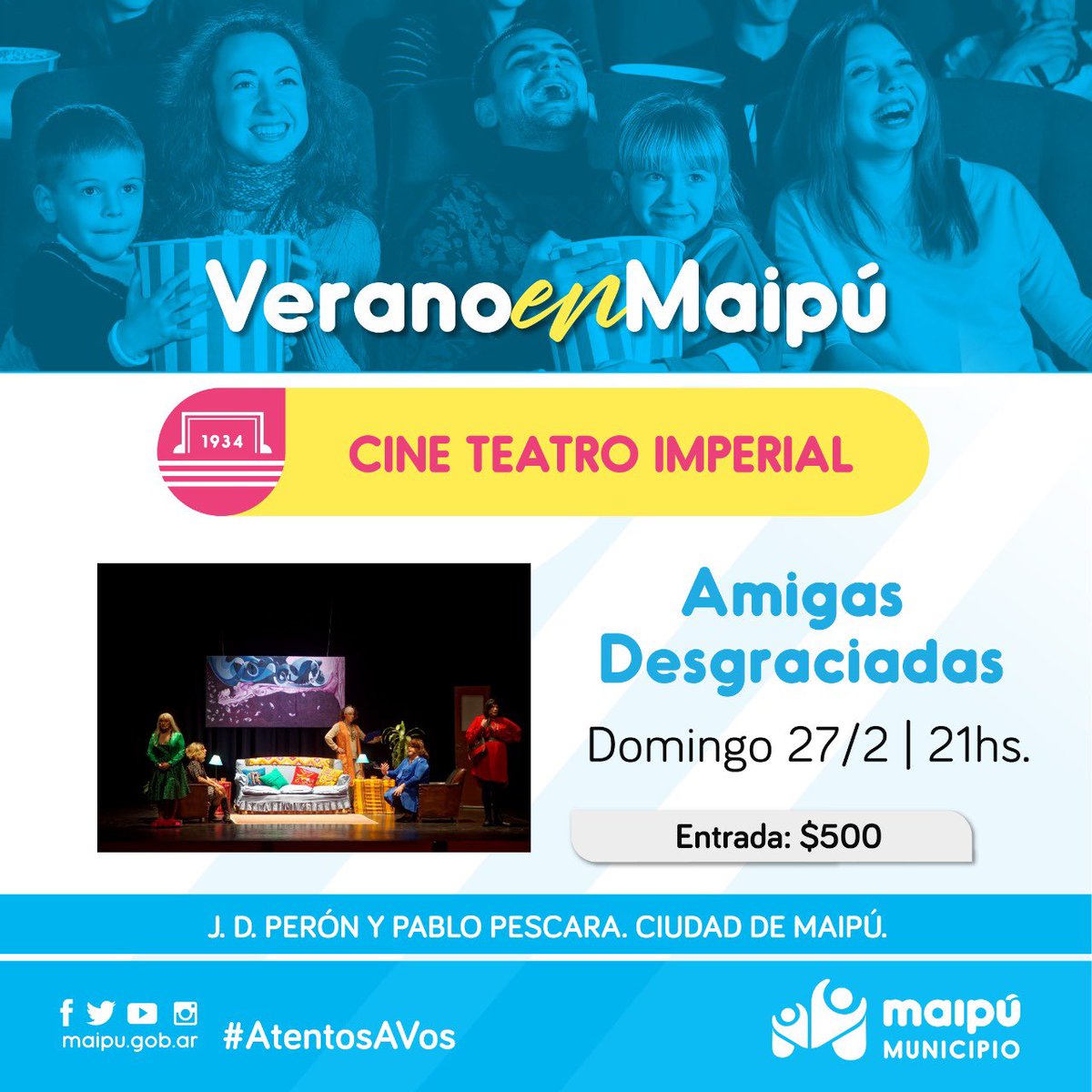 AMIGAS DESGRACIADAS 🎭

Llega al Imperial una obra escrita por uno de los autores más prolíficos de Latinoamerica Hugo Marcos y dirigida por la talentosa Julieta Gentile.

Es una historia de enredos, confesiones de amores y desamores, en la que el humor y la reflexión predominan.