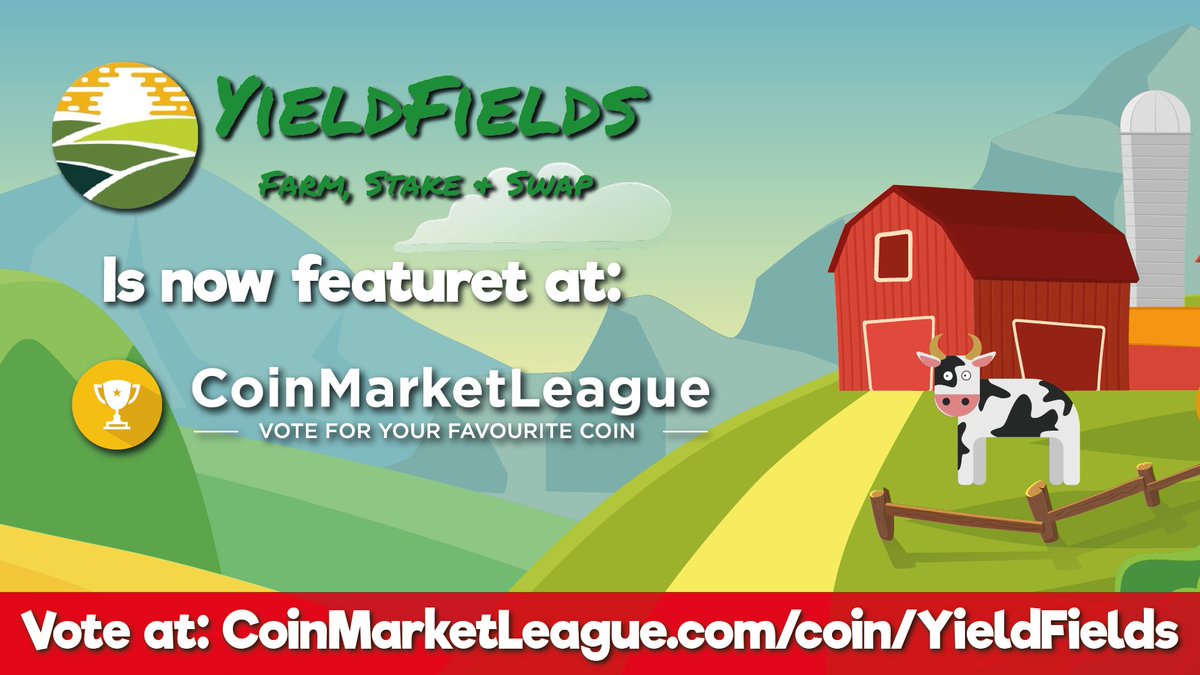 CML_Crypto's tweet image. We are happy to announce that YieldFields.finance is now featured at CoinMarketleague 🔥

The #YieldFields Exchange offers several DEX features that support decentralised trading and earning 💰

Follow @yieldfields and vote for $FIELD at  CoinMarketLeague.com/coin/YieldFiel… 👩‍🌾🌾