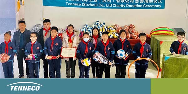 TennecoLLC's tweet photo. Our NVH team in Suzhou, China,  donated sports equipment to Xinhu Primary School to help the school improve its physical education program. The team is #MakingTomorrowBetter and enabling students to participate in more physical activities during their school day. https://t.co/1jSESdQCZj