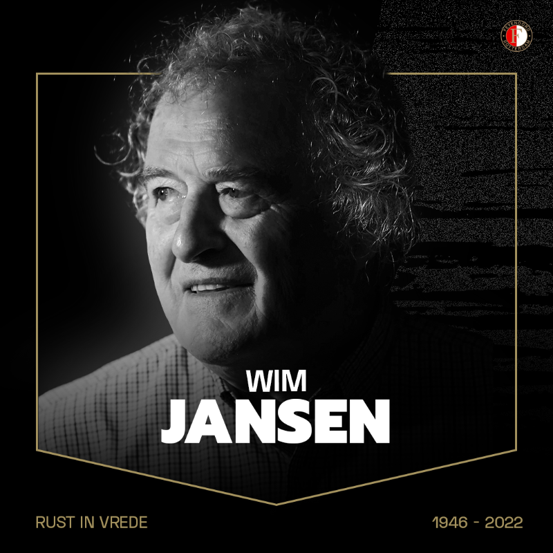 Feyenoord's tweet photo. Een prachtig mens en groot Feyenoorder is niet meer.

Wim Jansen, rust zacht… ♥️