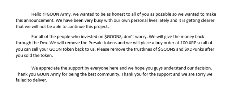 GOONS NFT (Project Closed) tweet media