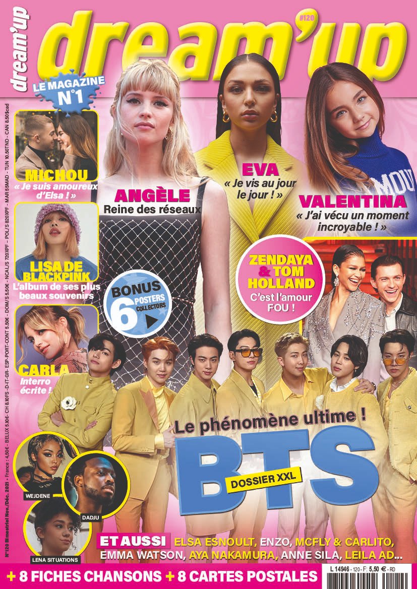 Ton nouveau <a href="/DreamupMag/">Magazine Dream'up</a> est en vente ! Retrouve 
BTS, Valentina, Eva, Angèle, Blackpink, Zendaya, Michou, Lena Situations, Dadju, Wejdene et bien d'autres !
En cadeau : 6 posters exclusifs +8 cartes chanson+ 8 cartes postales bit.ly/2v1SfPz