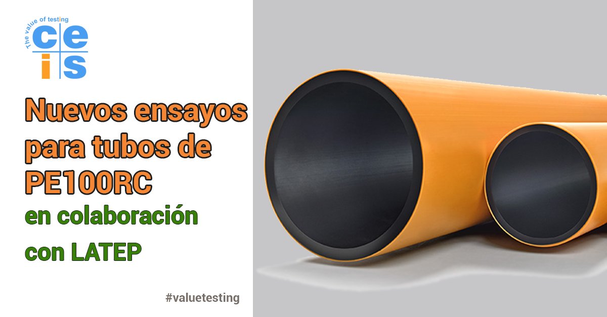 CEIS_spain's tweet image. [1/2] 🆕 Ensayos para tubos de #PE100RC
 
📌 CEIS en colaboración con @Lab_LATEP realizarán los ensayos requeridos para la evaluación de la conformidad de los sistemas de conducción de agua y combustibles gaseosos elaborados con un nuevo material -el PE100RC– ultrarresistente