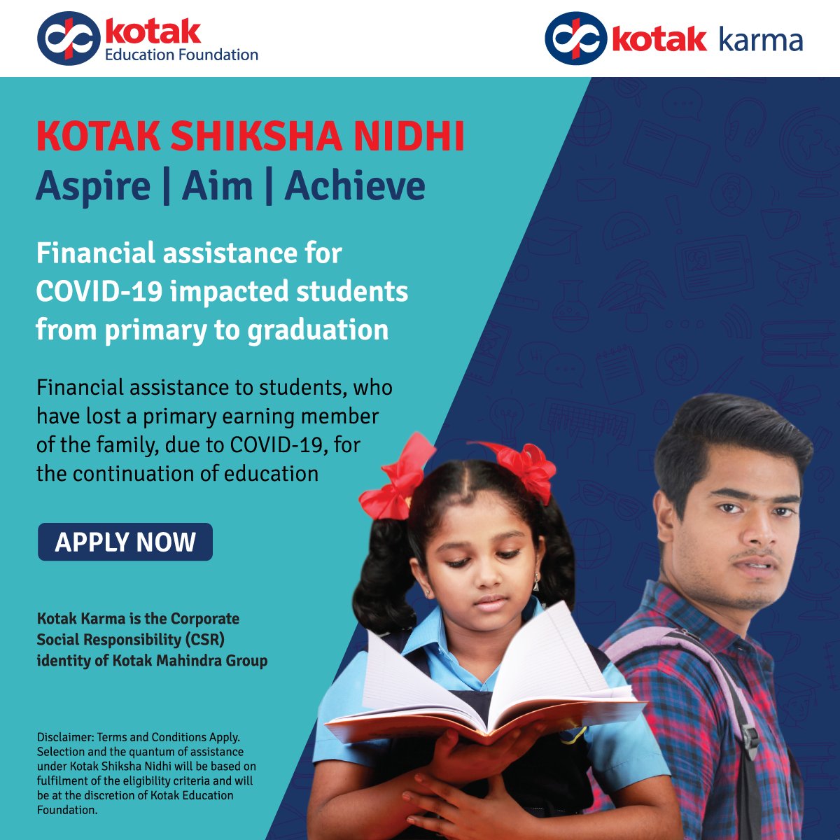 Buddy4Study's tweet photo. Here’s your chance to get #financialassistance to take care of your academic expenses. Apply now, if you've lost earning member/s in the family due to #COVID19.  Applications open for students in Class 1 to final year of graduation. Apply today! https://t.co/Ouy2IEWNVB https://t.co/MpXfFVZD0Q