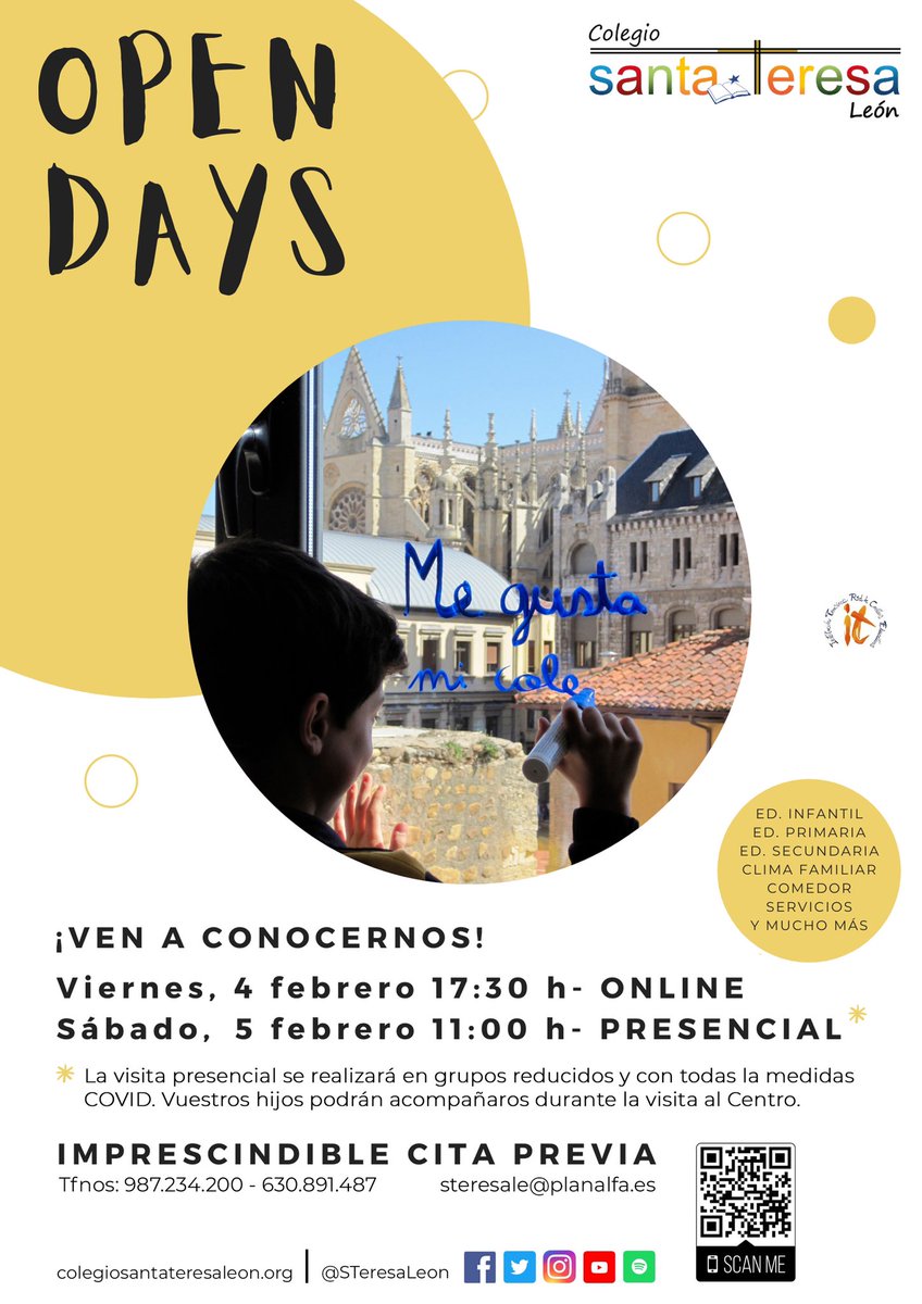 STeresaLeon's tweet photo. 🗓 OPEN DAYS - 4 Y 5 DE FEBRERO
Os ofrecemos varias opciones:
👉 Viernes, 4 de febrero - 17:30 h. - ONLINE.
👉 Sábado, 5 de febrero - 11:00 h. - PRESENCIAL.
Será imprescindible cita previa:
📞 987 234 200
✉️ steresale@planalfa.es
💻 Formulario online: https://t.co/pU8f0LczVF https://t.co/aC6GvKDAxw