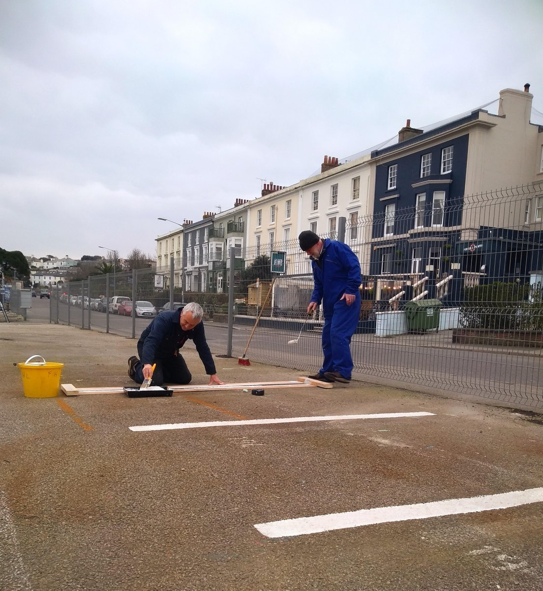 Men @ Work sprucing up the Boat Park ahead of the new season. #falmouth #boatberths